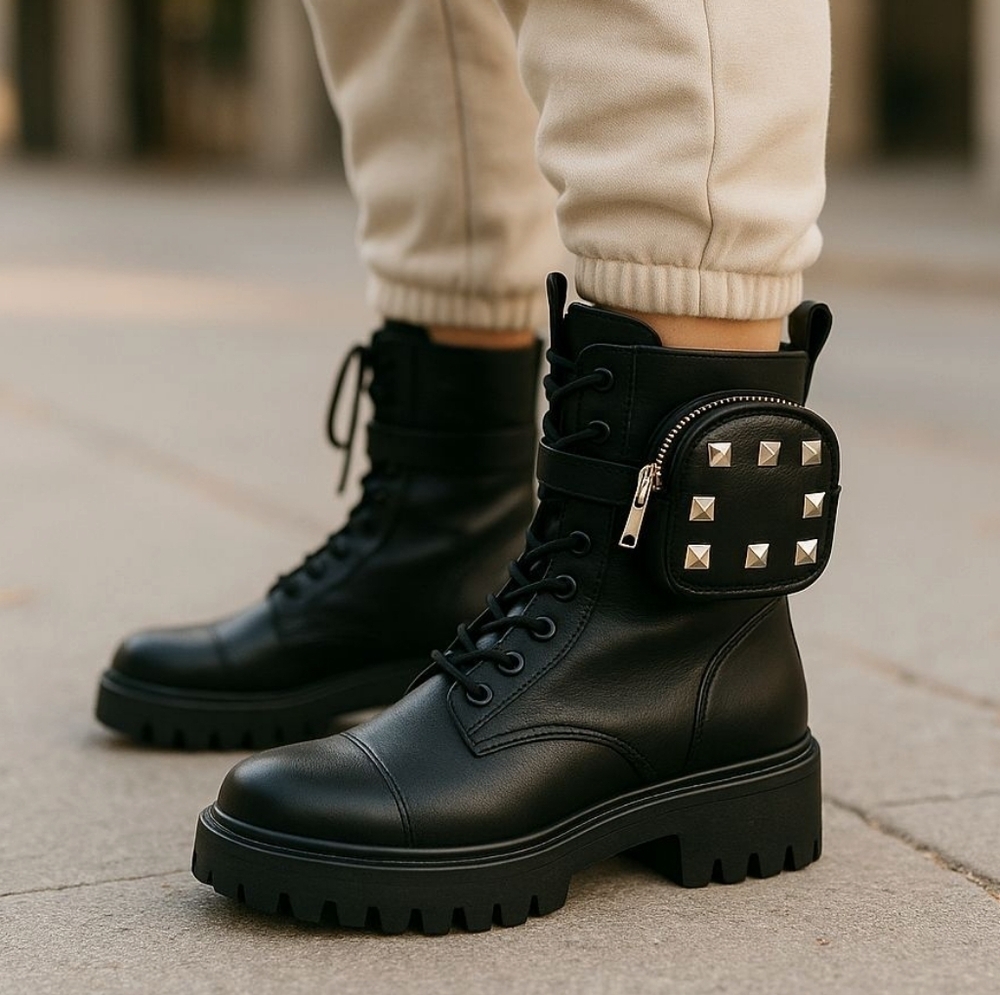 ROUGE Combat Grunge Emo Black Platform Boots. Brand new in the box. Size…
